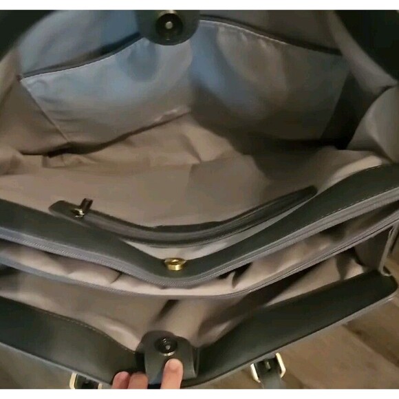 Laptop Bag Briefcase For Women Work Tote Leather Purse Gray Lots Of Pockets - Picture 14 of 16